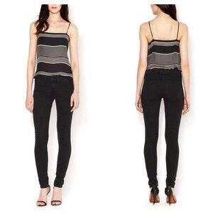 Vince Women's Black Asphalt Seamed Legging Skinny Jeans 26 Moto Slant Front